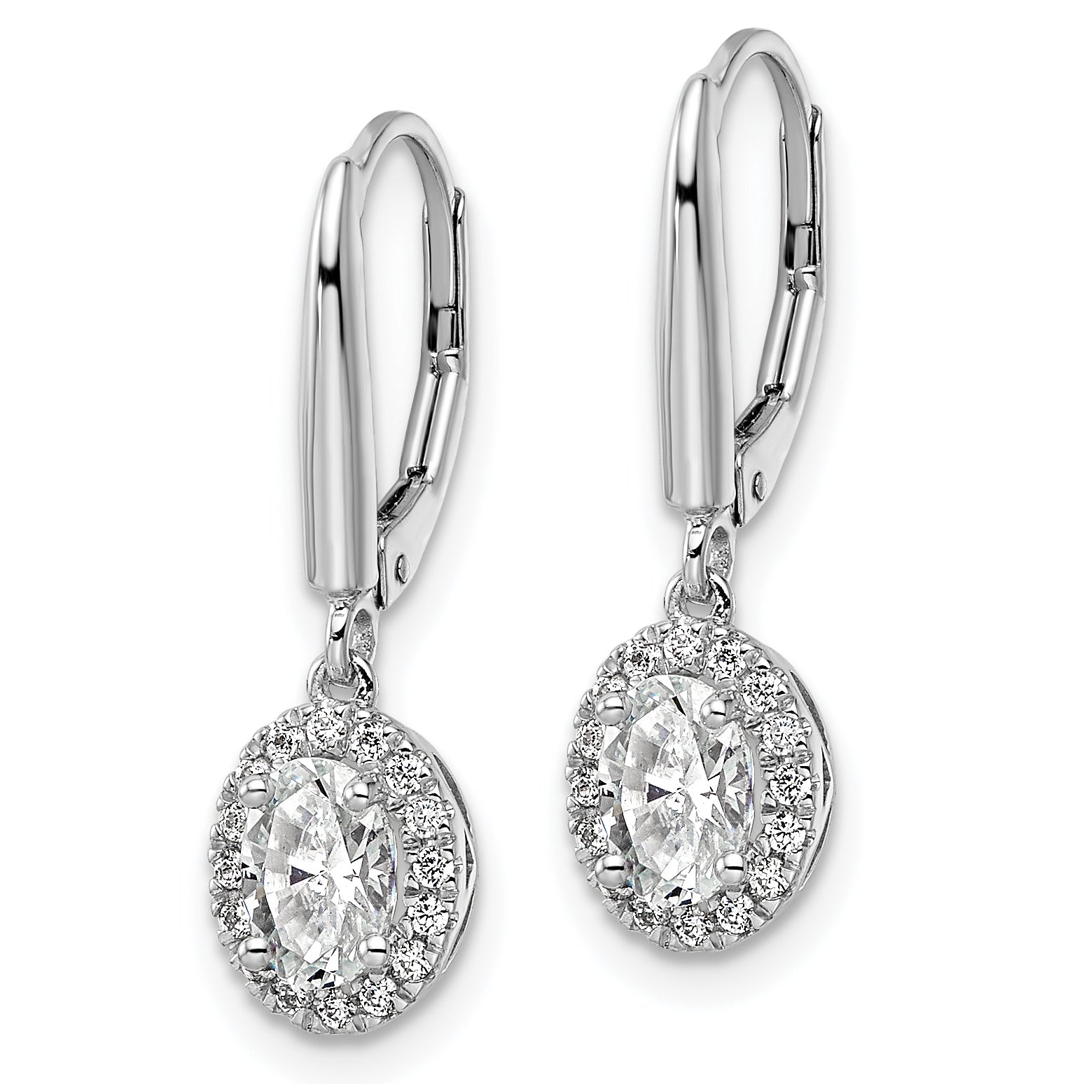 14K White Gold Lab Grown Diamond Halo Leverback Earrings