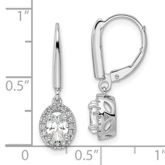 14K White Gold Lab Grown Diamond Halo Leverback Earrings