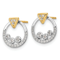 14K Two-Tone Lab Grown Diamond Circle Jacket and Triangle Post Earrings