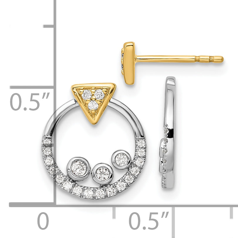 14K Two-Tone Lab Grown Diamond Circle Jacket and Triangle Post Earrings