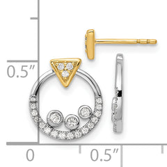 14K Two-Tone Lab Grown Diamond Circle Jacket and Triangle Post Earrings