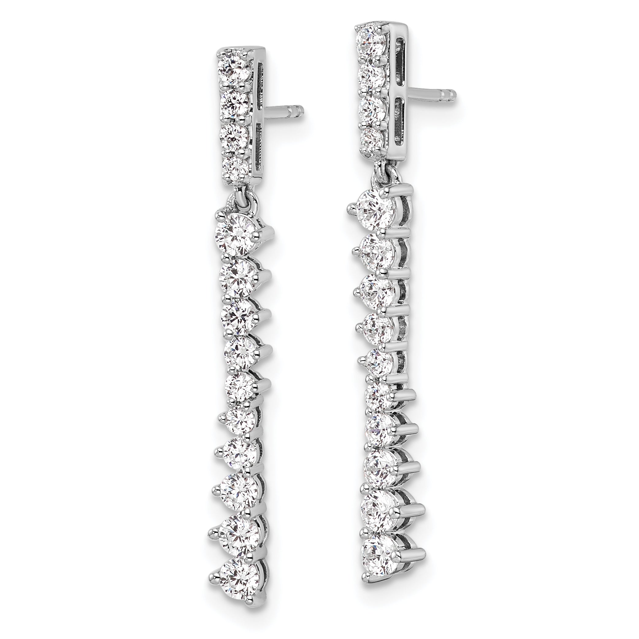 14K White Gold Lab Grown Diamond Post Dangle Earrings