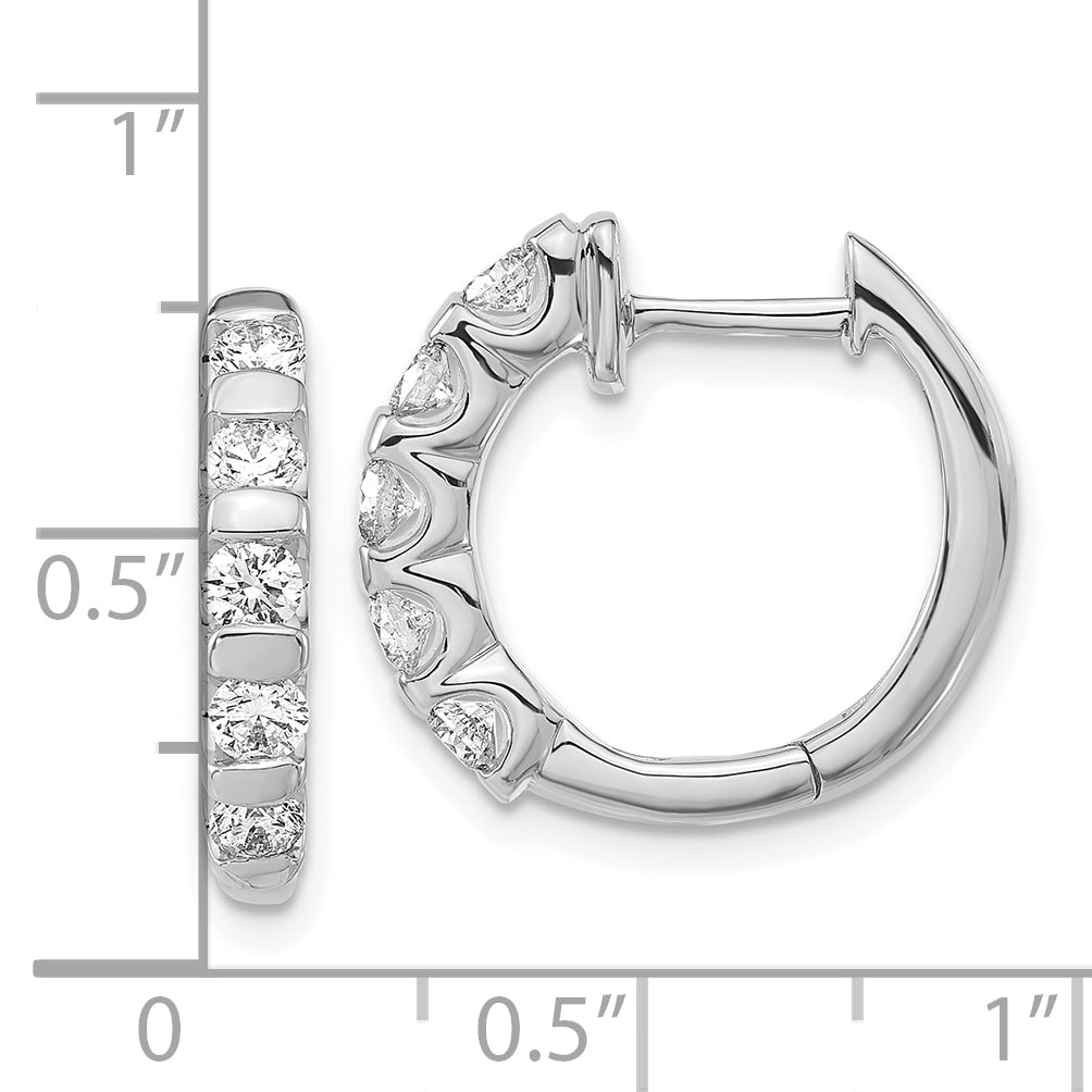 14K White Gold Lab Grown Diamond Bar Set Hinged Hoop Earrings