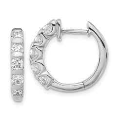 14K White Gold Lab Grown Diamond Bar Set Hinged Hoop Earrings