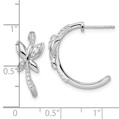 14K White Gold Lab Grown Diamond Butterfly J-Hoop Earrings