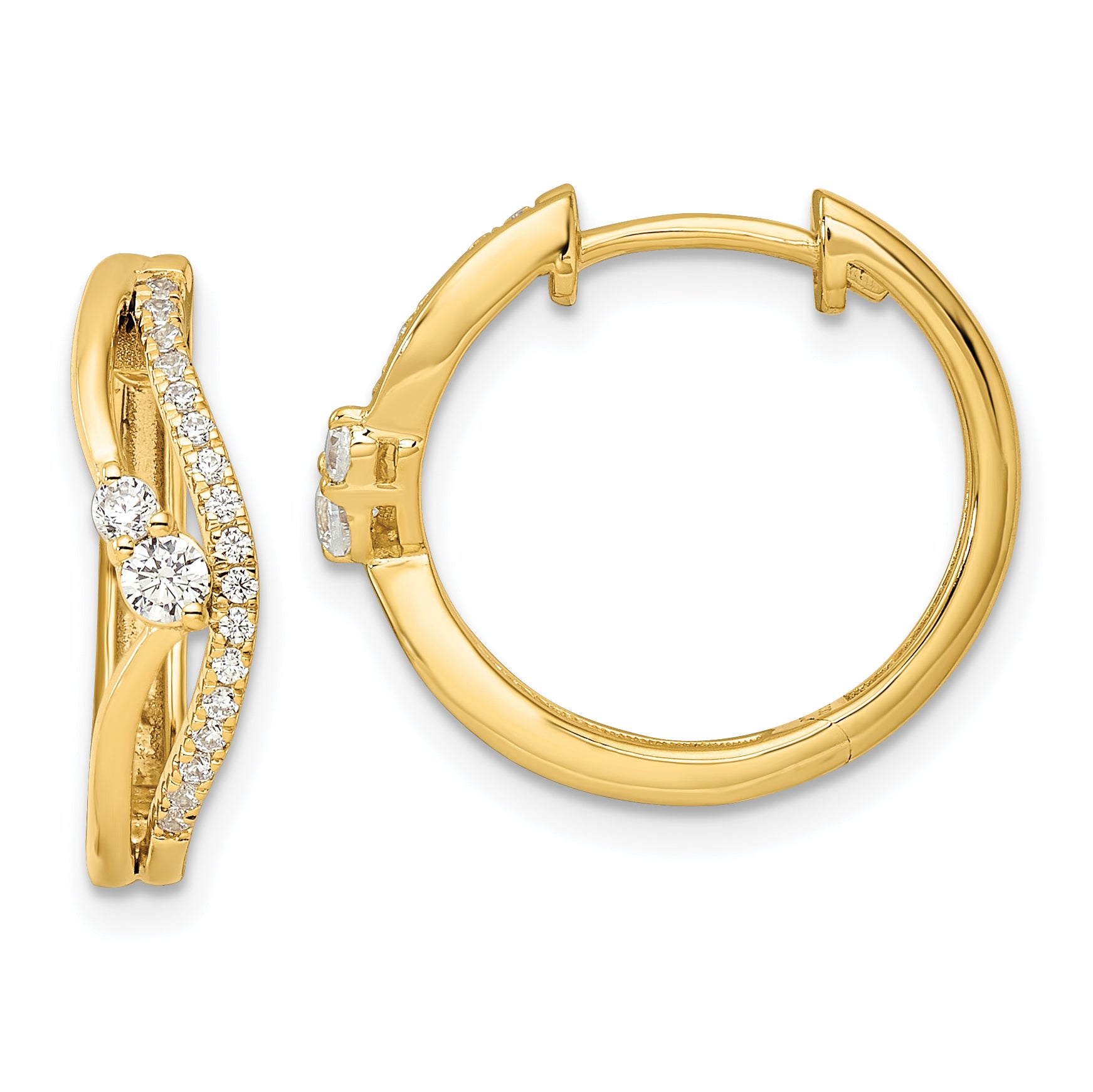 14K Lab Grown Diamond Hinged Hoop Earrings