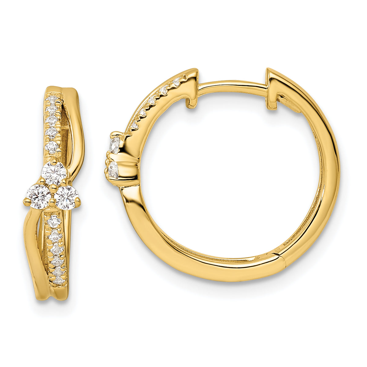 14K Lab Grown Diamond Hinged Hoop Earrings