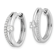 14K White Gold Lab Grown Diamond Hinged Hoop Earrings