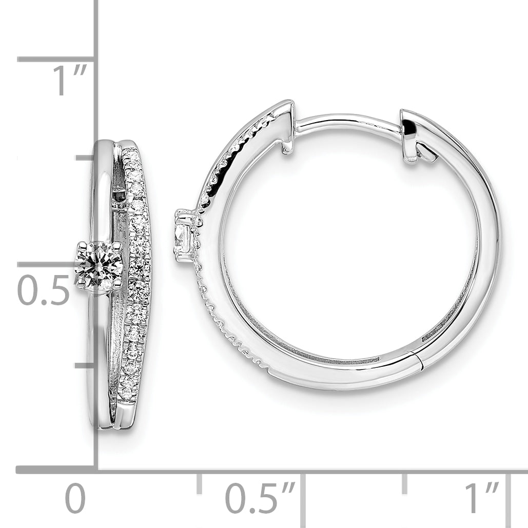 14K White Gold Lab Grown Diamond Hinged Hoop Earrings