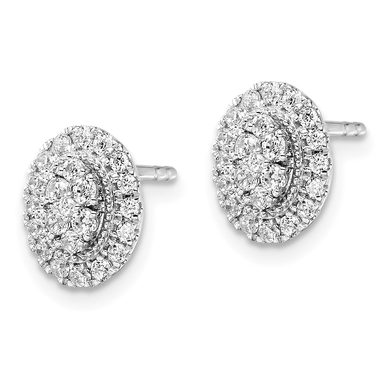 14K White Gold Lab Grown Diamond Oval Halo Post Earrings