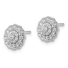 14K White Gold Lab Grown Diamond Halo Post Earrings