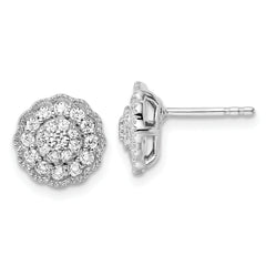 14K White Gold Lab Grown Diamond Halo Post Earrings