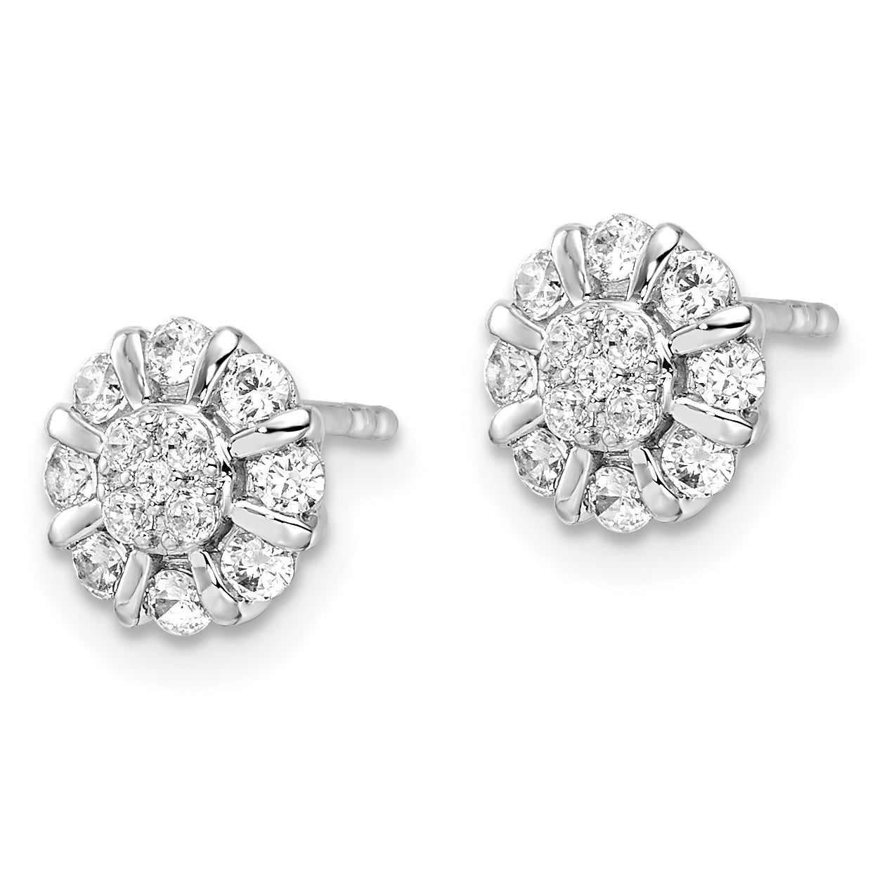 14K White Gold Lab Grown Diamond Halo Post Earrings