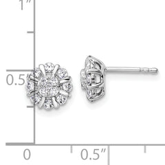 14K White Gold Lab Grown Diamond Halo Post Earrings