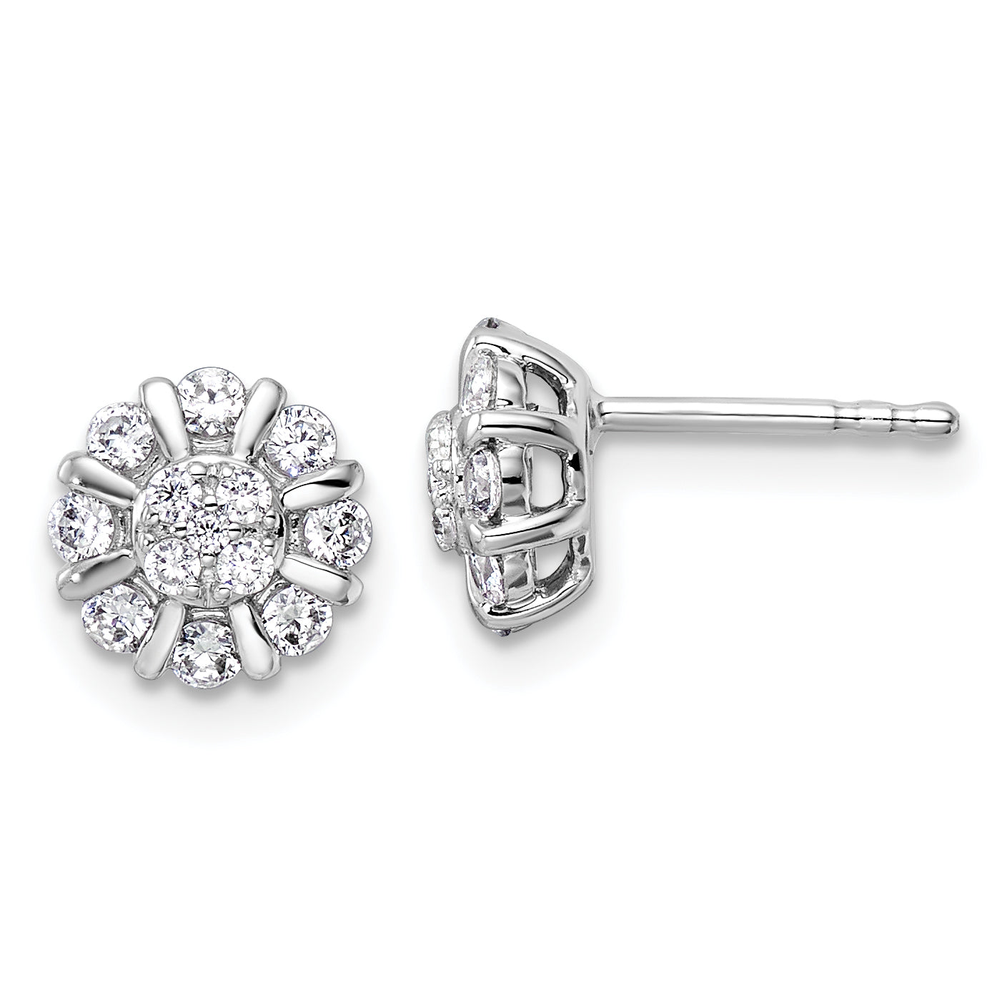 14K White Gold Lab Grown Diamond Halo Post Earrings