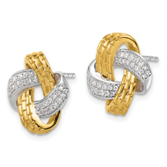 14K Two-Tone Lab Grown Diamond Love Knot Post Earrings