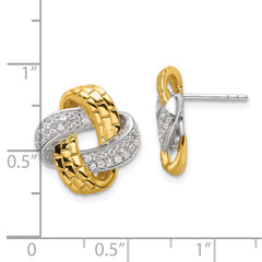 14K Two-Tone Lab Grown Diamond Love Knot Post Earrings