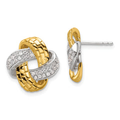 14K Two-Tone Lab Grown Diamond Love Knot Post Earrings