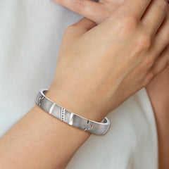 Edward Mirell Titanium & Sterling Silver .10ctw Diamond Bangle