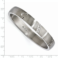 Edward Mirell Titanium & Sterling Silver .10ctw Diamond Bangle