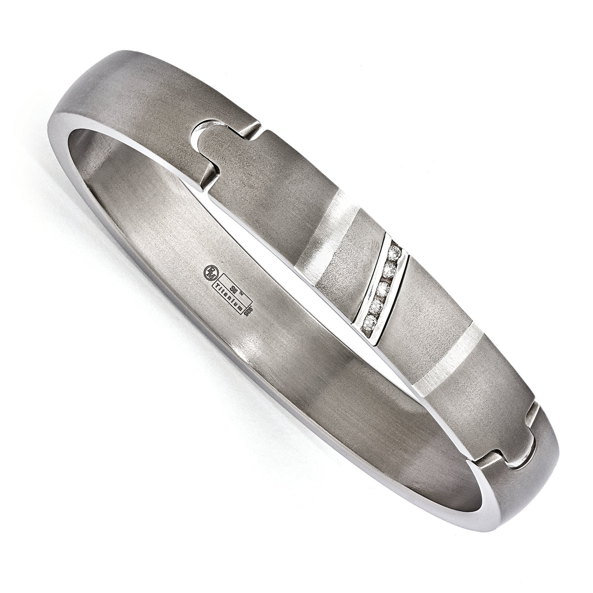 Edward Mirell Titanium & Sterling Silver .10ctw Diamond Bangle