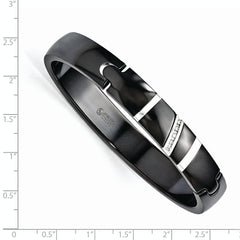 Edward Mirell Black Ti & Sterling Silver .10ctw Dia Polished Bangle