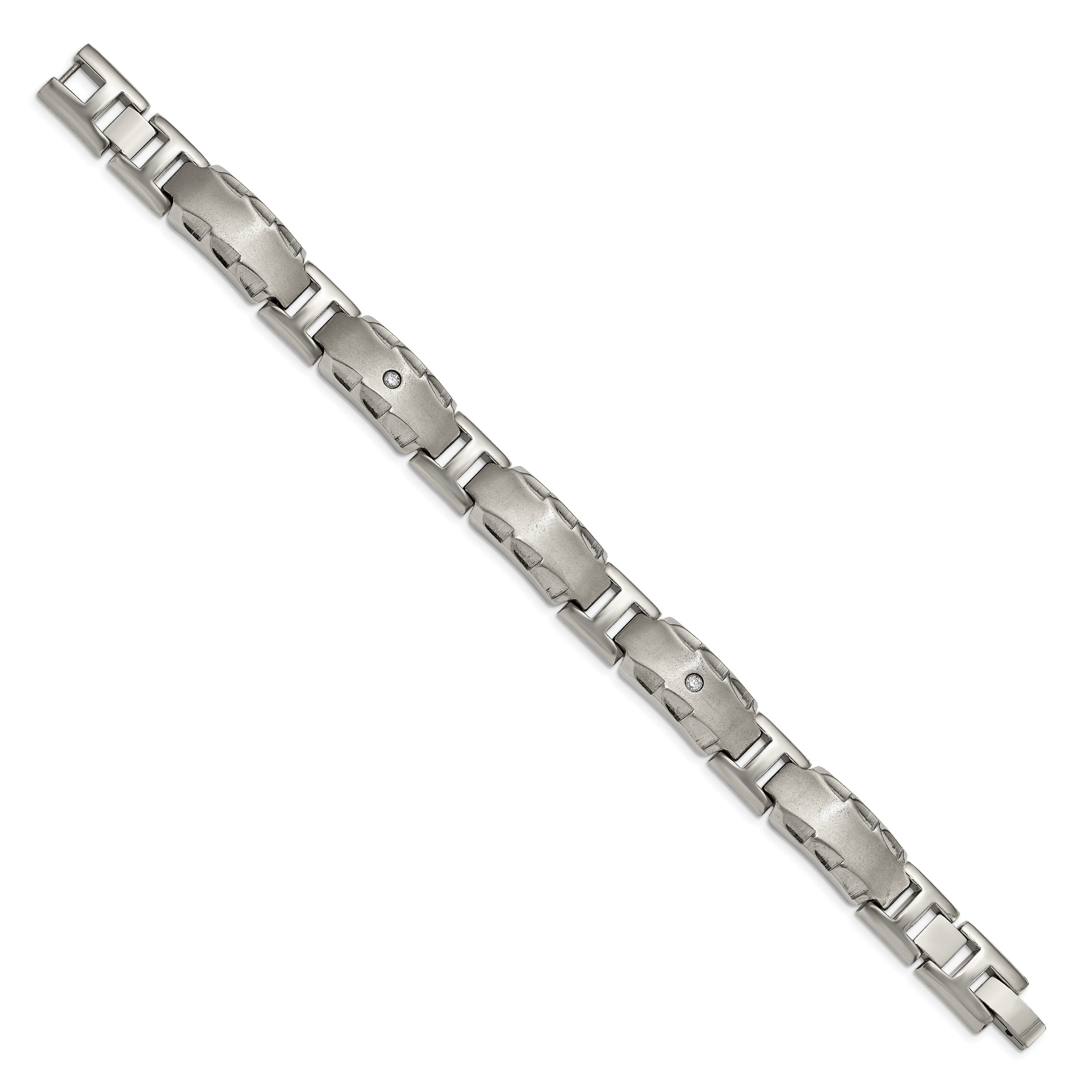 Edward Mirell Titanium Facet Edge .12ct Dia Brushed&Polished Link Brace