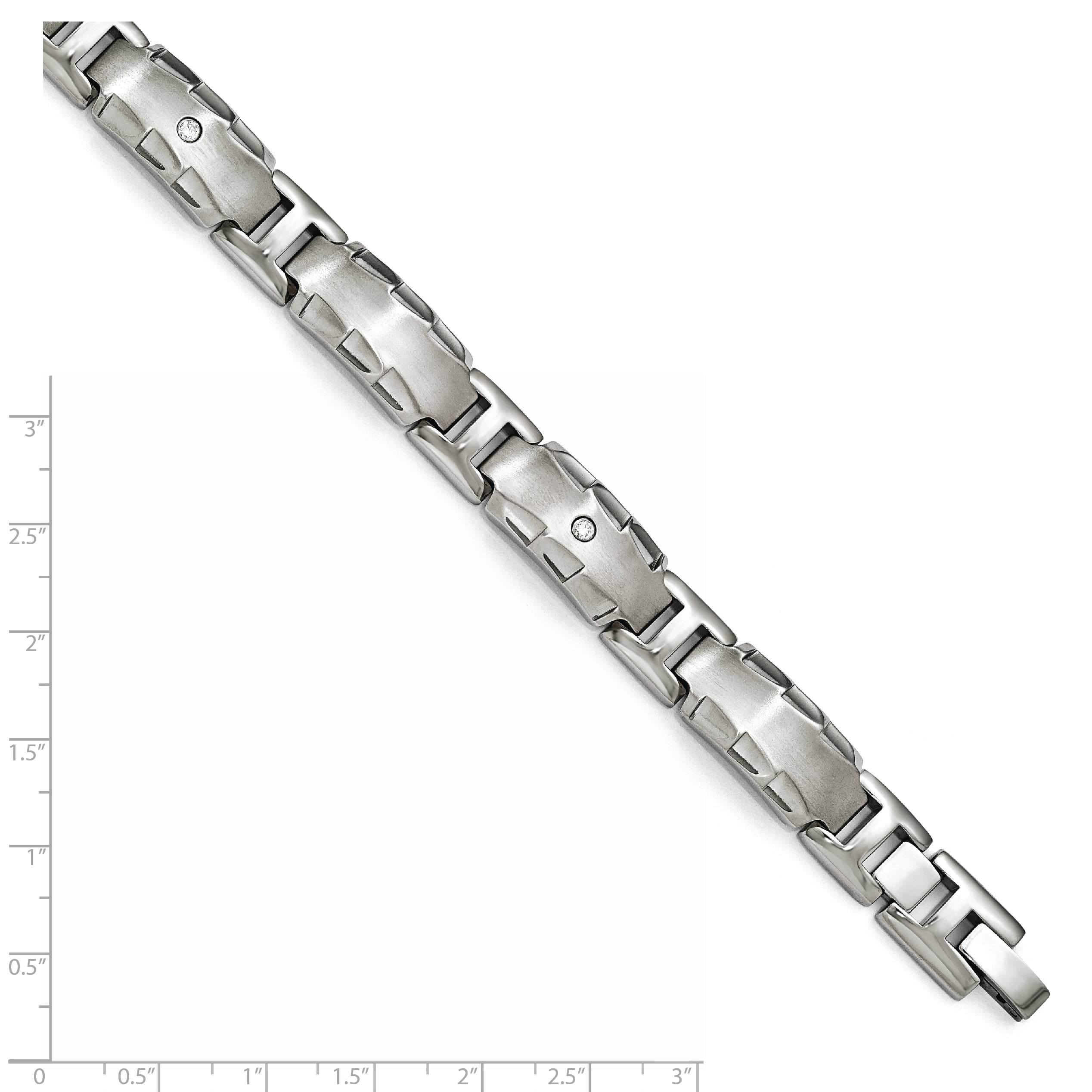 Edward Mirell Titanium Facet Edge .12ct Dia Brushed&Polished Link Brace