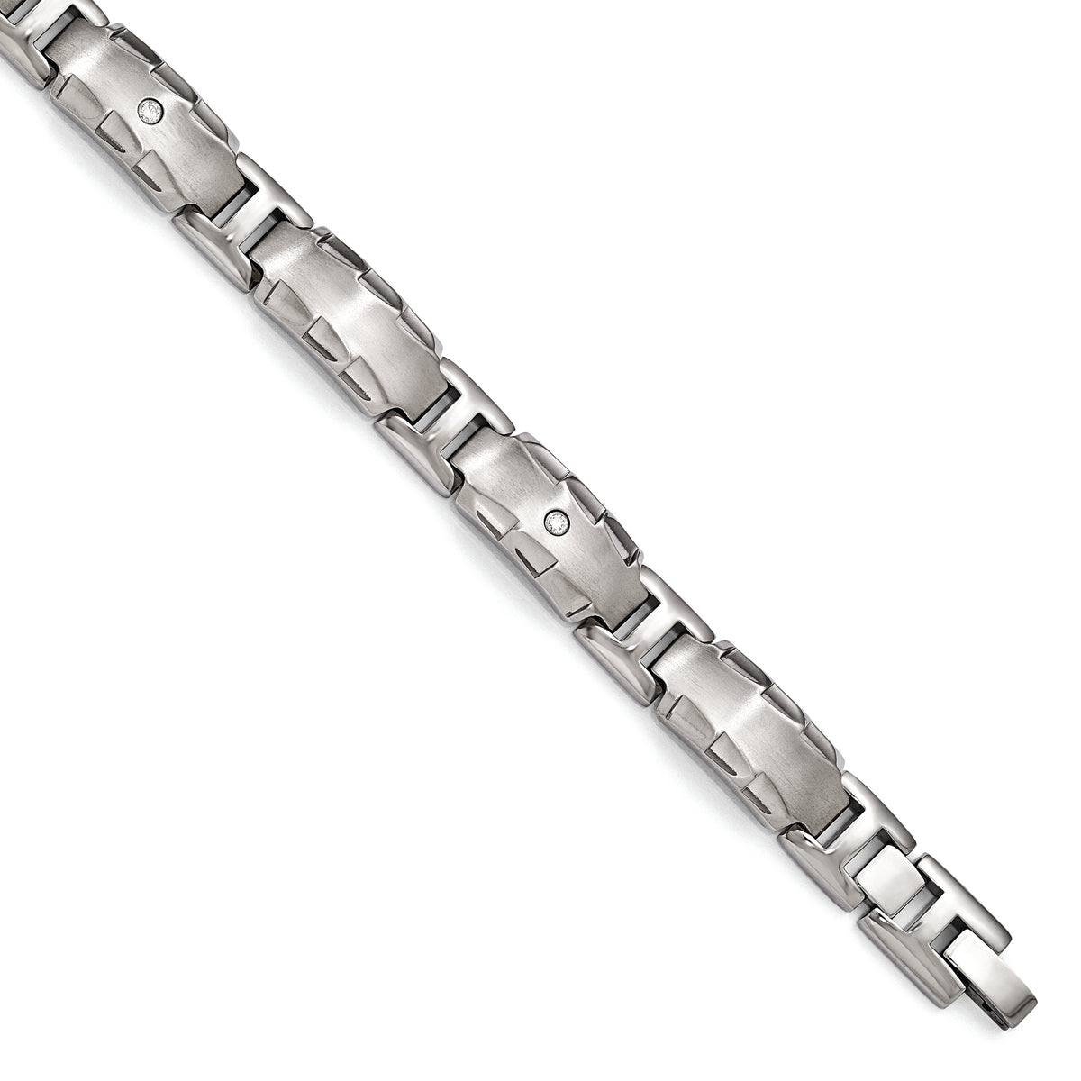 Edward Mirell Titanium Facet Edge .12ct Dia Brushed&Polished Link Brace