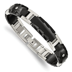 Edward Mirell Black Ti w/Faceted Edges & .12ctw Dia Bracelet