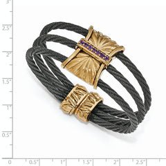 Edward Mirell Titanium & Bronze Amethyst Cable Cuff Bangle