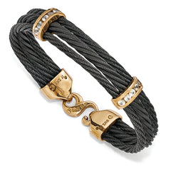 Edward Mirell Titanium & Bronze White Sapphire Cable Bracelet