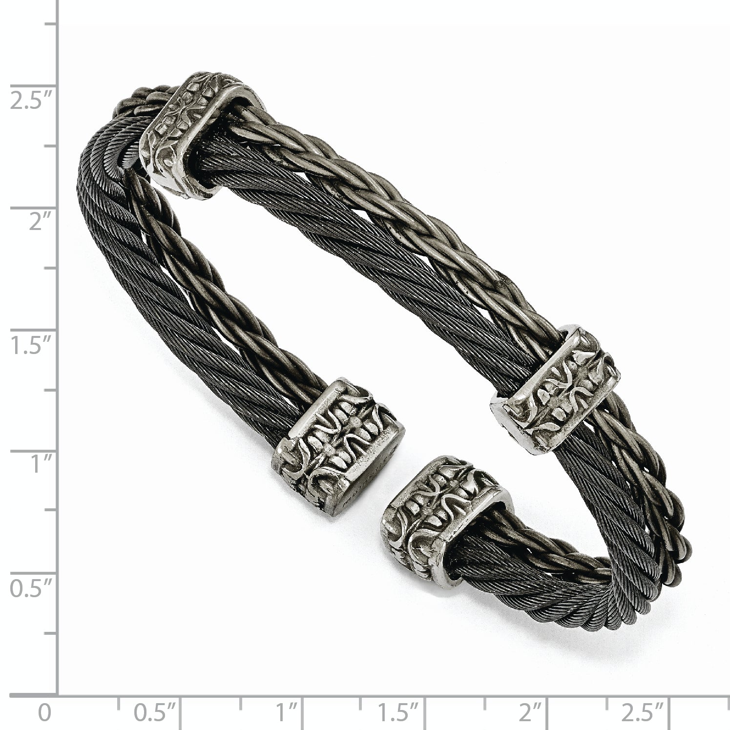 Edward Mirell Titanium Black Memory Cable & Black Titanium Cuff Bracelet