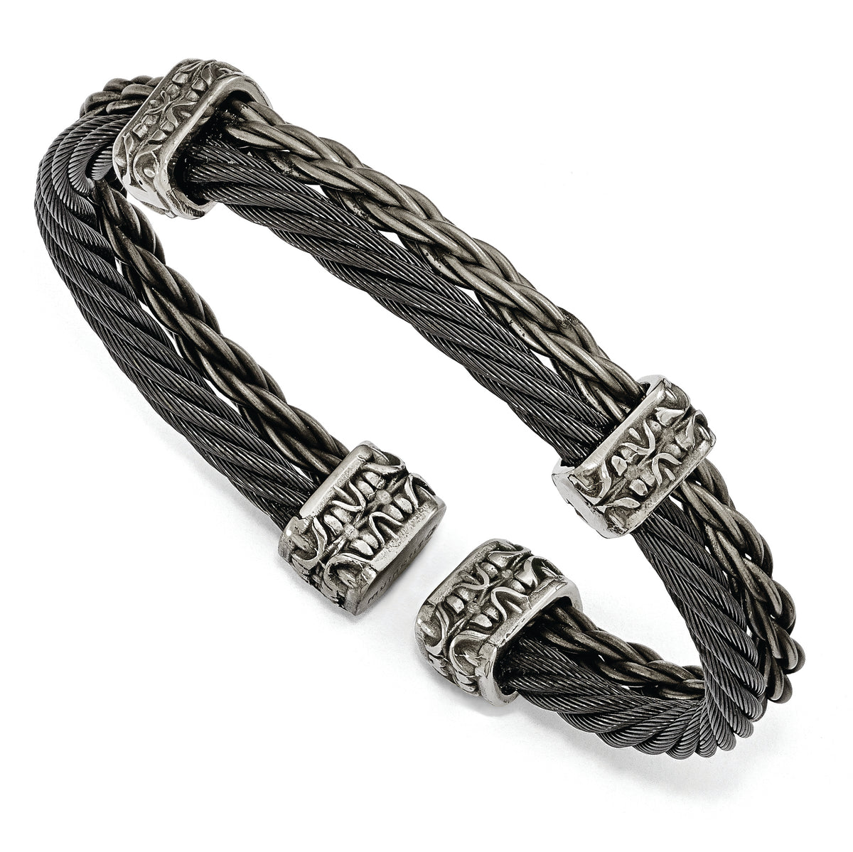 Edward Mirell Titanium Black Memory Cable & Black Titanium Cuff Bracelet