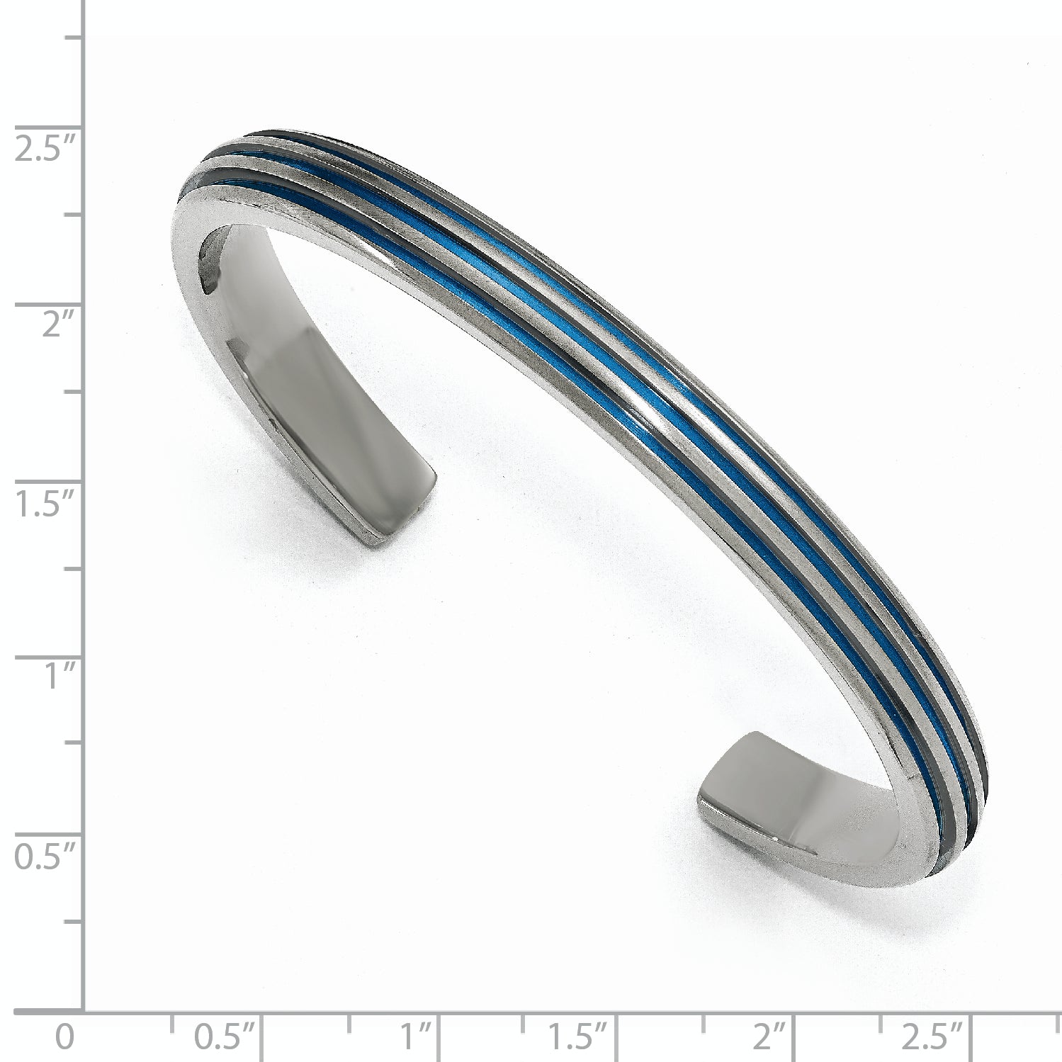 Edward Mirell Titanium Triple Groove Blue Anodized Cuff Bracelet