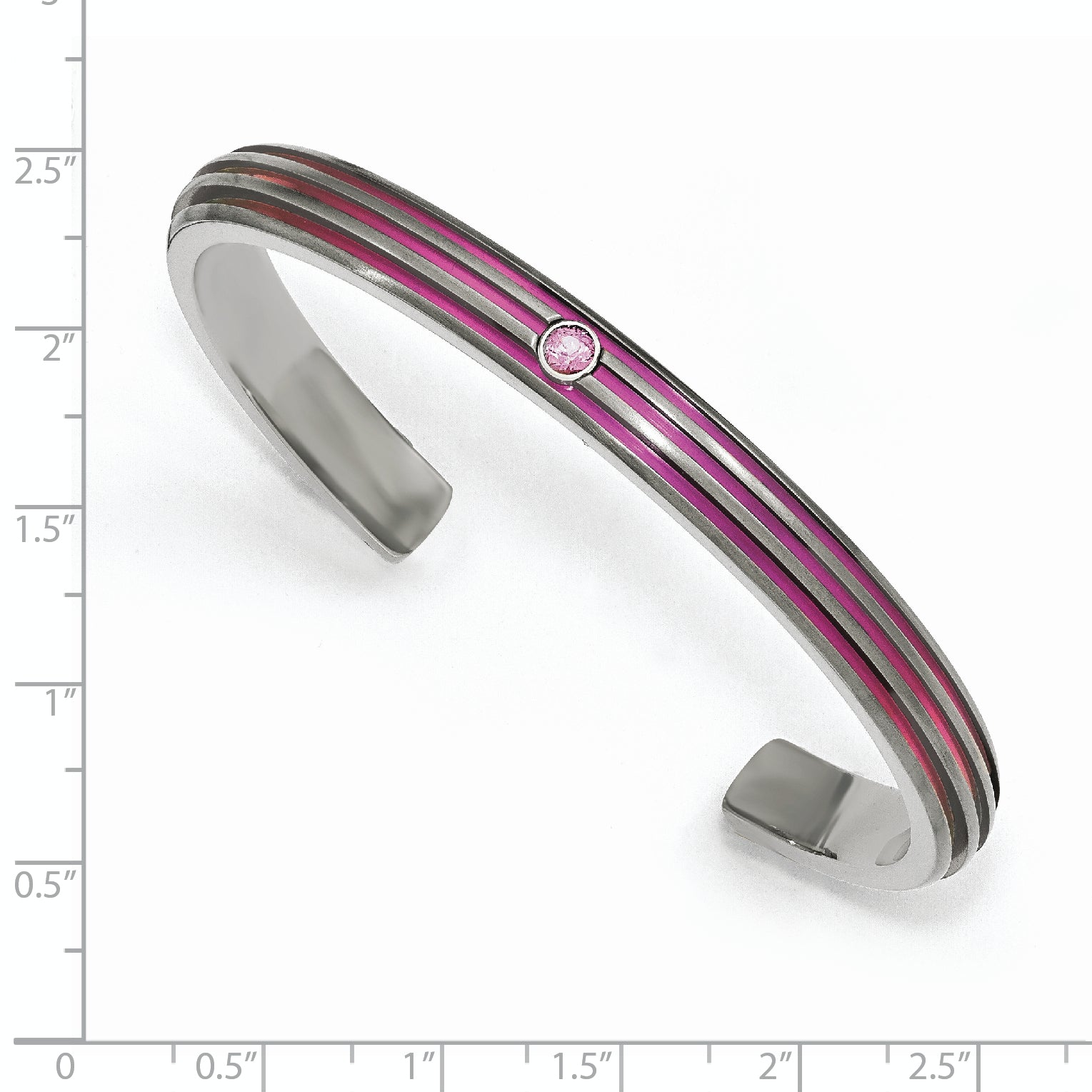 Edward Mirell Titanium Grooved Pink Anodized Pnk Sapphire Cuff Bracelet