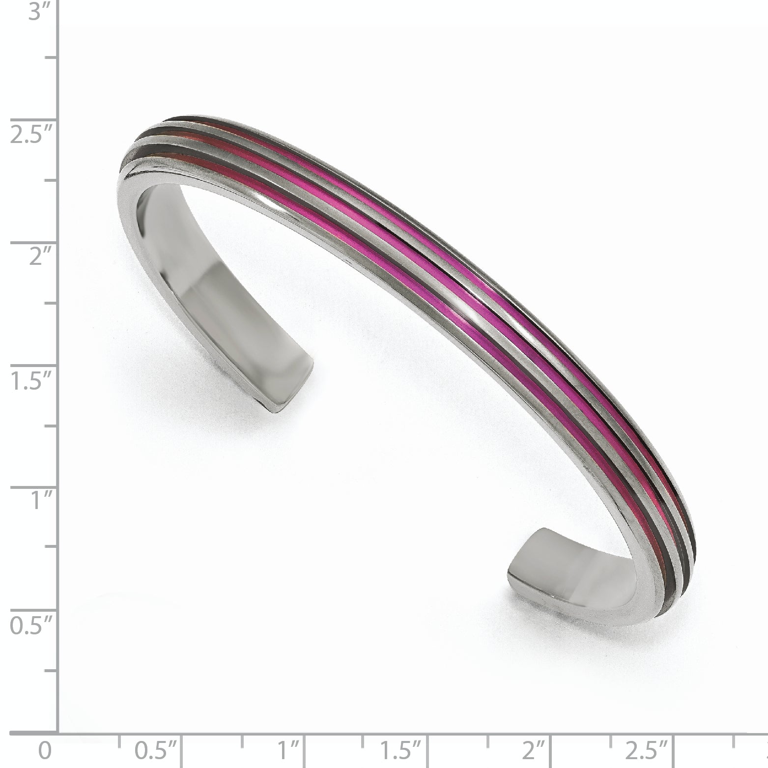 Edward Mirell Titanium Triple Groove Pink Anodized Cuff Bracelet