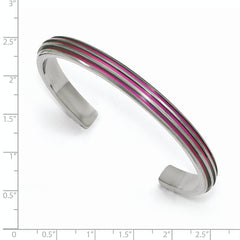 Edward Mirell Titanium Triple Groove Pink Anodized Cuff Bracelet