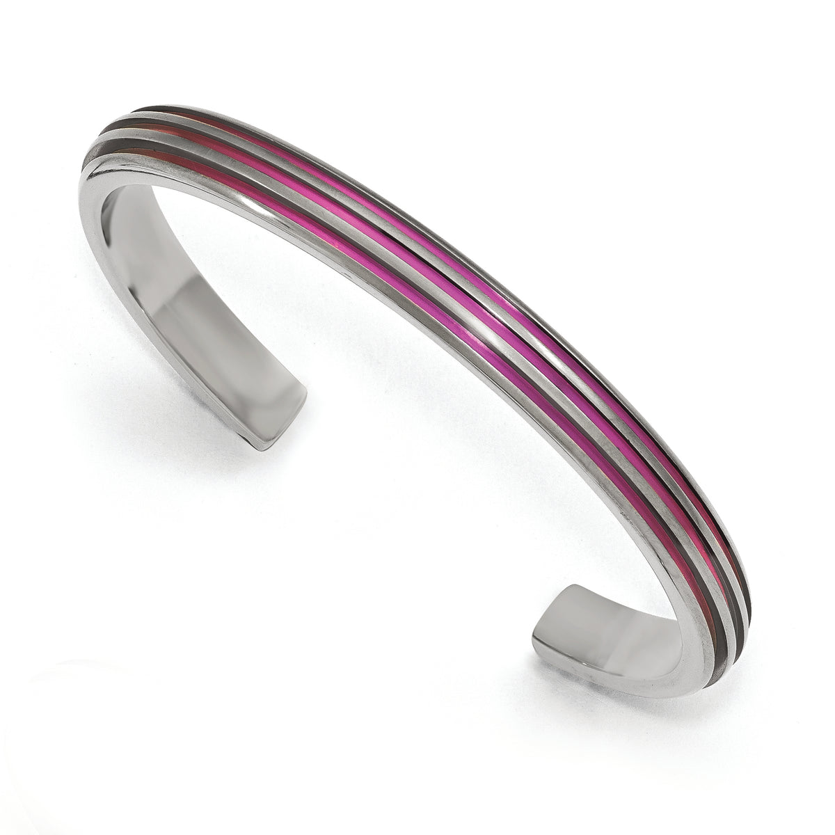 Edward Mirell Titanium Triple Groove Pink Anodized Cuff Bracelet