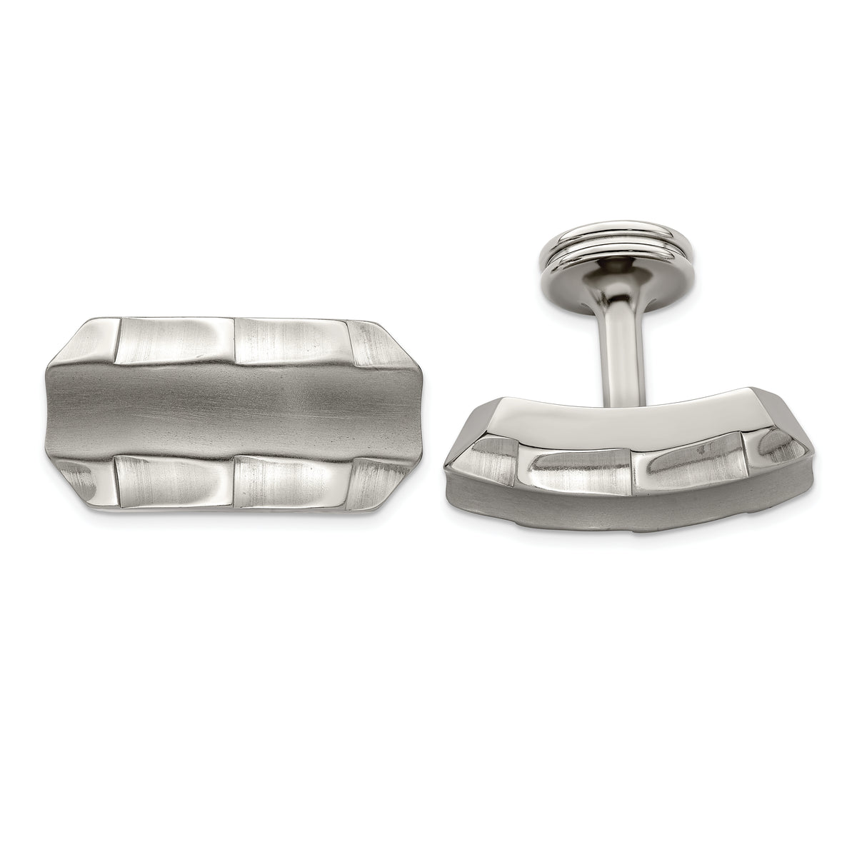 Edward Mirell Titanium Brushed & Polished Faceted Edges Cufflinks