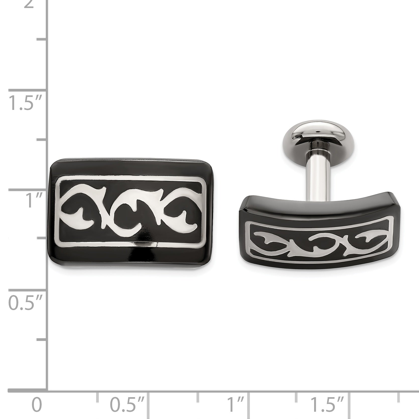 Titanium & Sterling Silver Men's Cufflinks with Polished Thorn Design