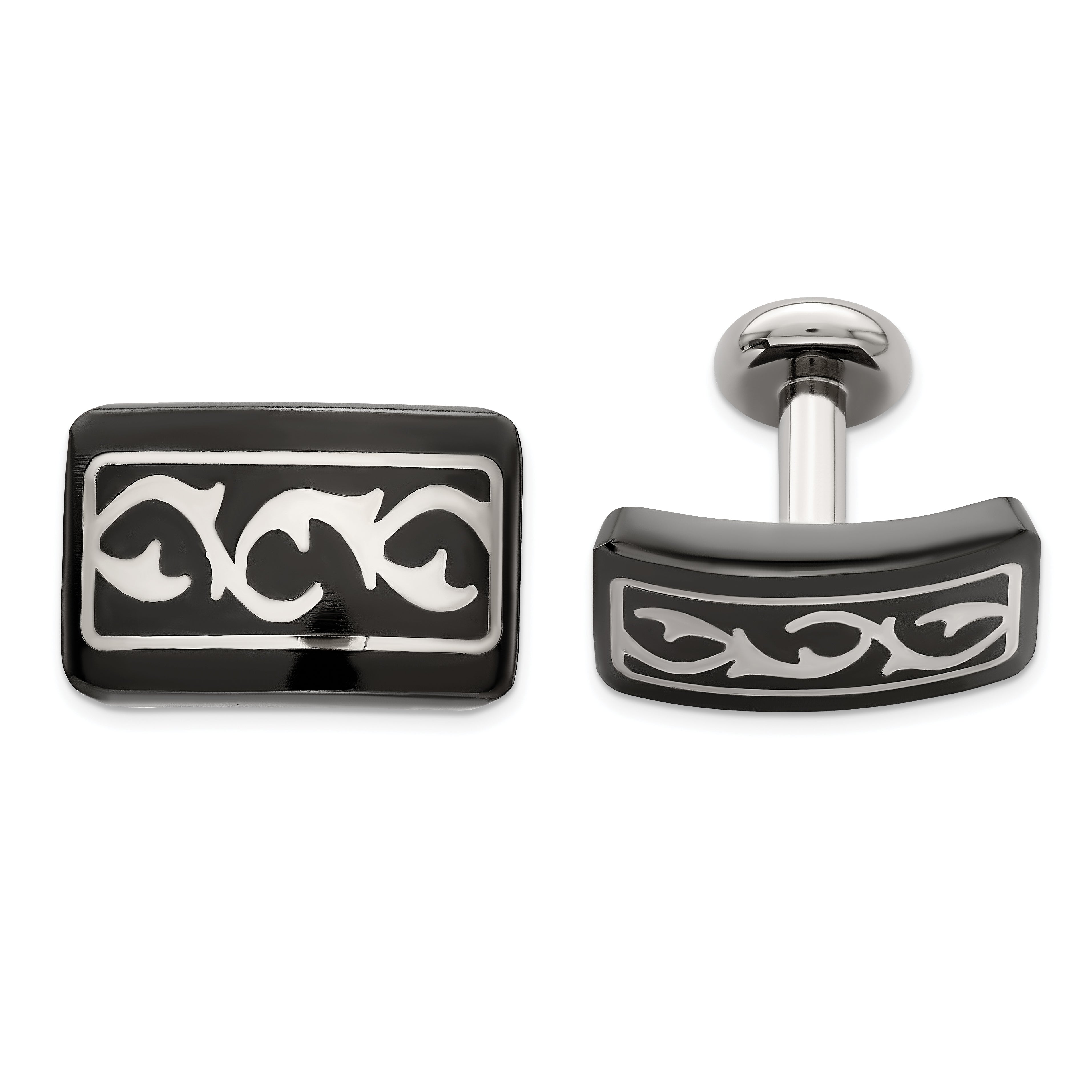 Edward Mirell Black Ti & Sterling Silver Polished Thorn Cufflinks