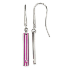 Edward Mirell Titanium Triple Groove Pink Anodized and Pink Sapphire Dangle Earrings