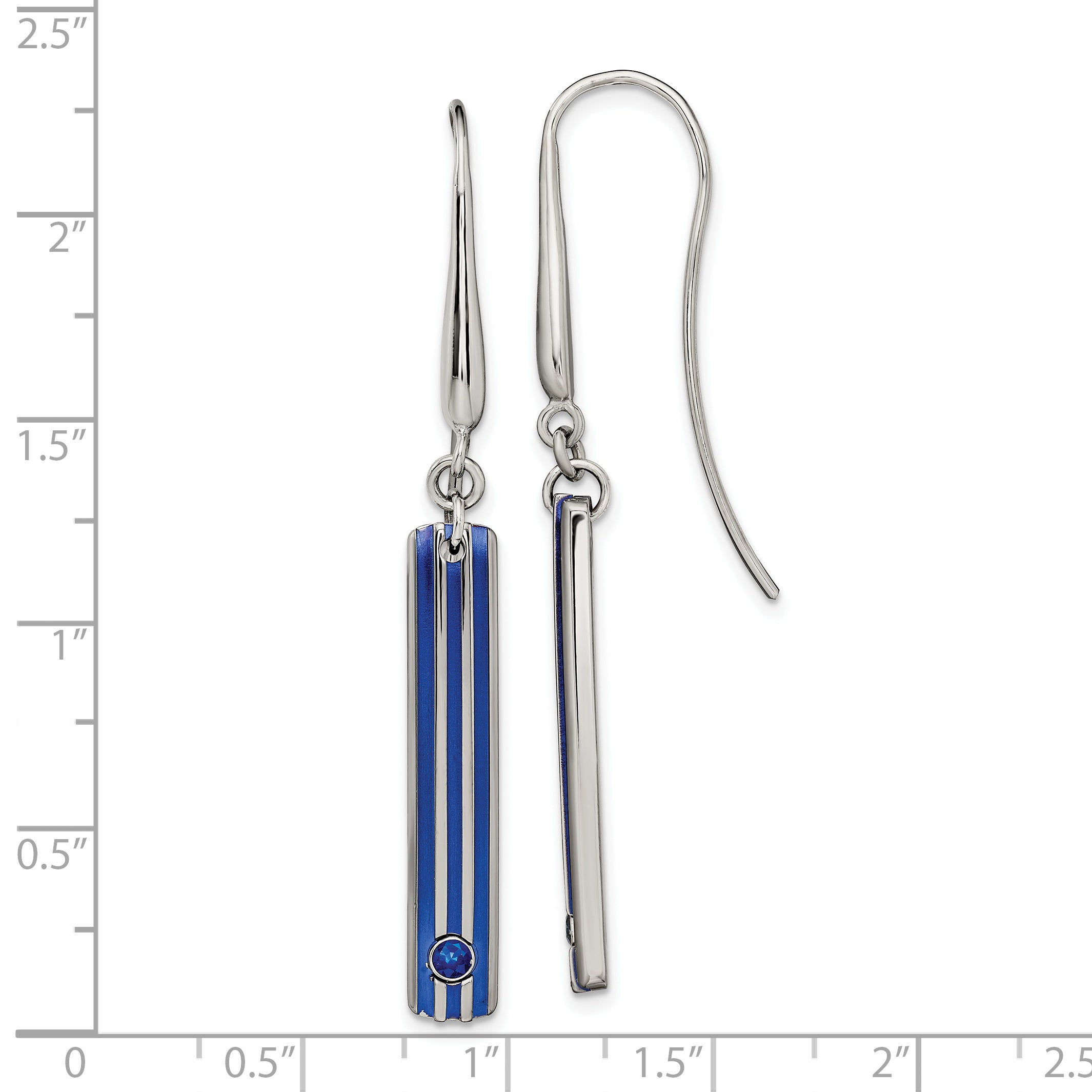 Titanium Dangle Earrings with Blue Sapphires & Anodized Grooves