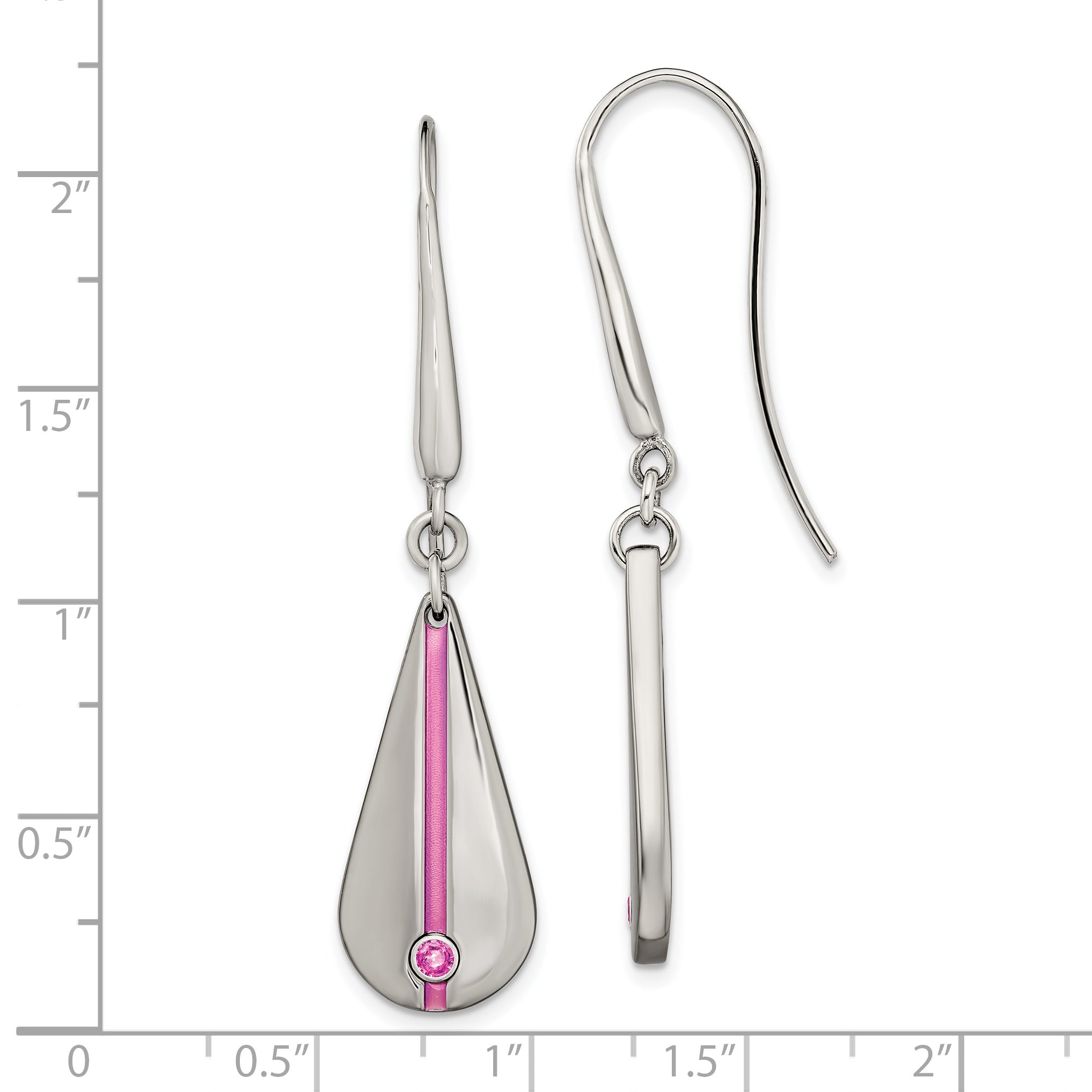 Titanium Pink Anodized Teardrop Earrings with Pink Sapphire Bezel Set