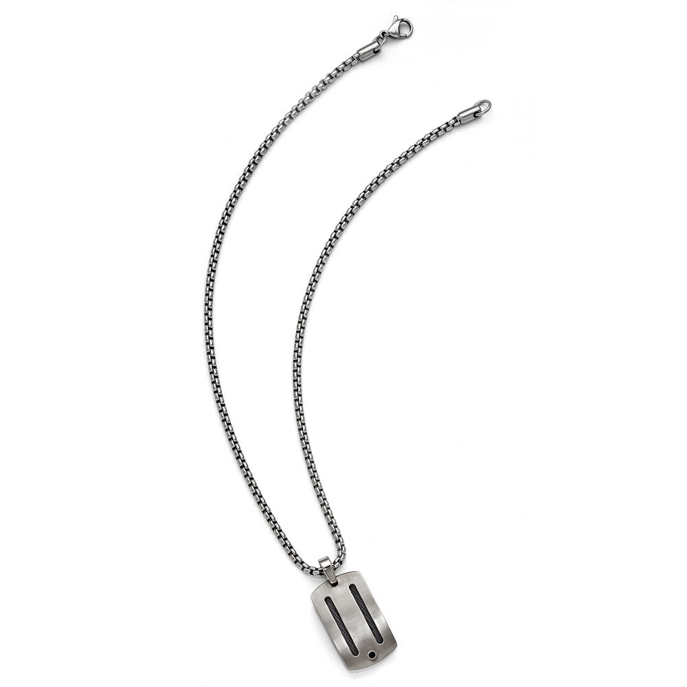 Edward Mirell Titanium Two-Tone Necklace with Black Spinel in Gift Box