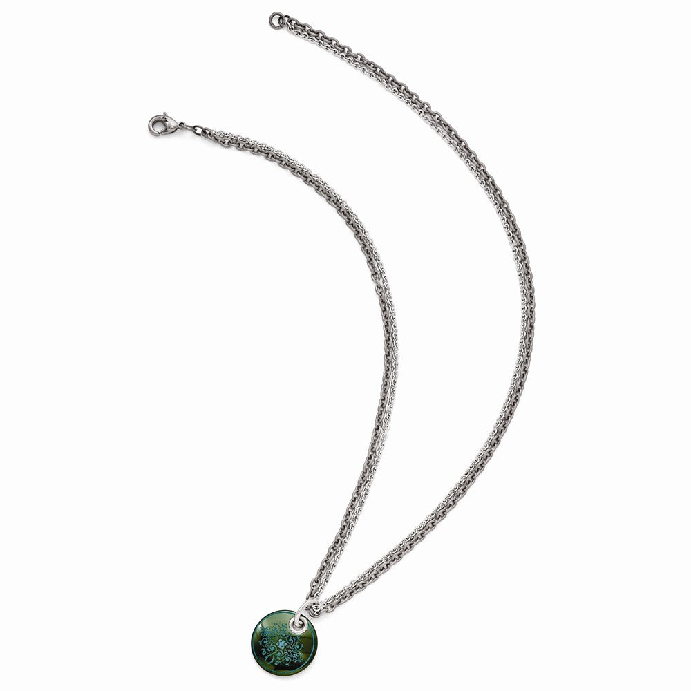 Edward Mirell Black Ti Teal Anodized & Sterling Silver With  2in ext. Necklace