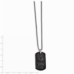 Edward Mirell Black Ti & Sterling Silver Dog Tag Pendant Necklace