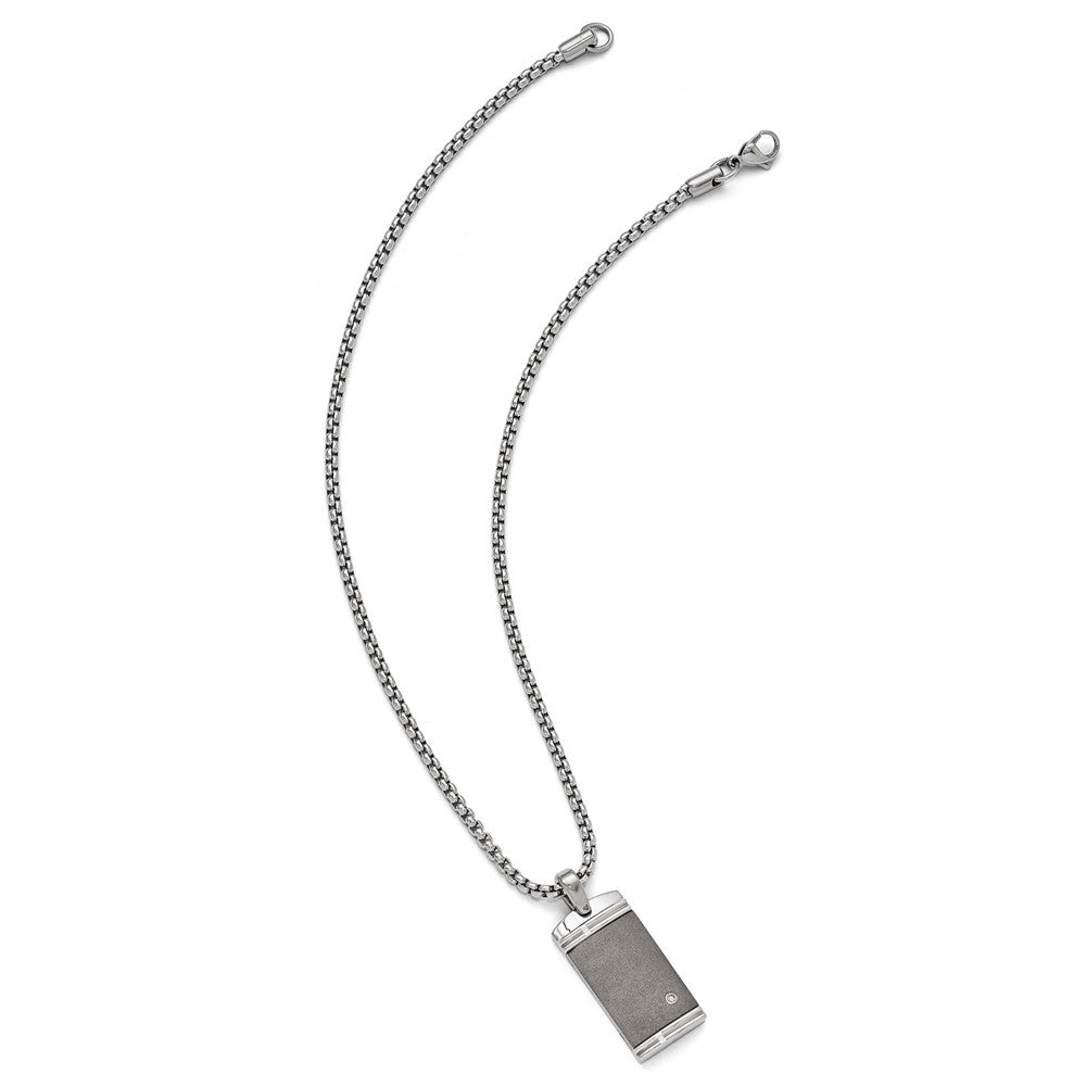 Edward Mirell Titanium.06ct DiamondWith ArgentiumSterling Silver Necklace