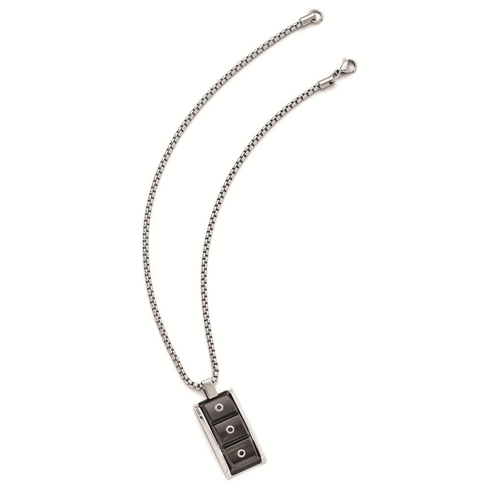 Sophia Jewelers Titanium and Silver Pendant Necklace with Black Spinel